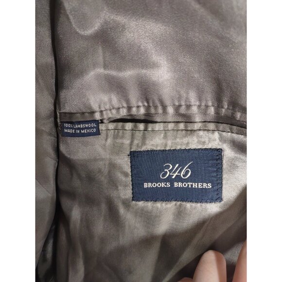 Men's 45R Brooks Brothers 346 Gray Glen Plaid 100% Lambswool Sport Coat Blazer - Picture 7 of 8